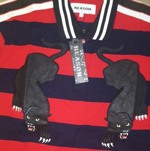 🚫SOLD!!🚫New Striped Panther Polo Red L - Picture 4 of 8